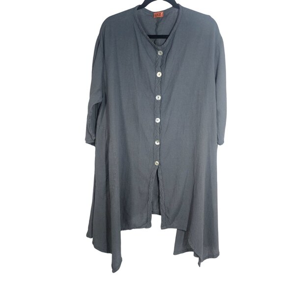 Oh My Gauze Btn Up Cotton Tunic Top CoverUp Sz L/XL Lightweight Handpockets NWT - Picture 4 of 9